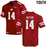 Youth Wisconsin Badgers NCAA #14 Nakia Watson Red Authentic Under Armour Stitched College Football Jersey QR31A71AS
